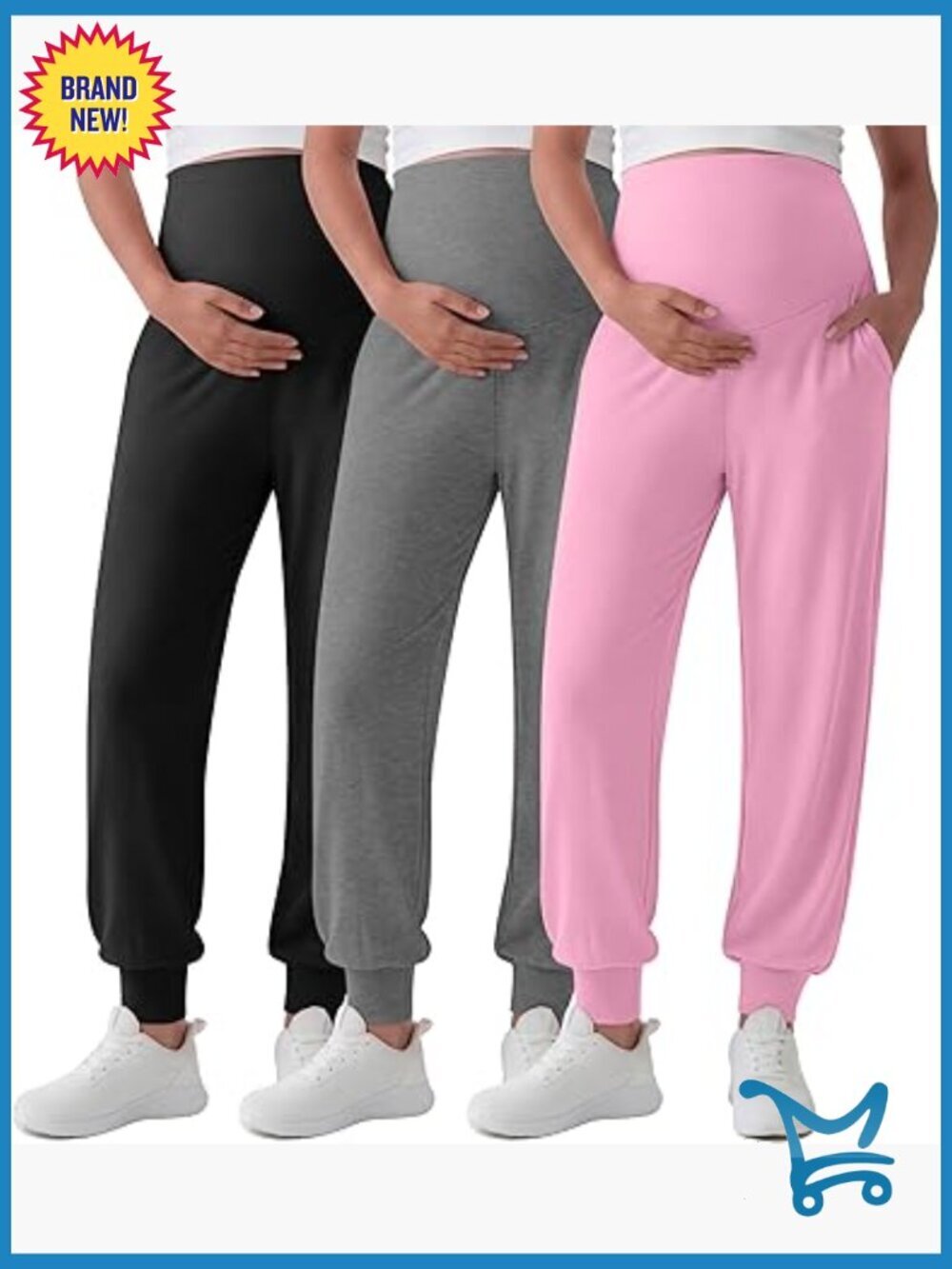 3 Pack Maternity Joggers Over The Belly Lounge Sweatpants with Pockets